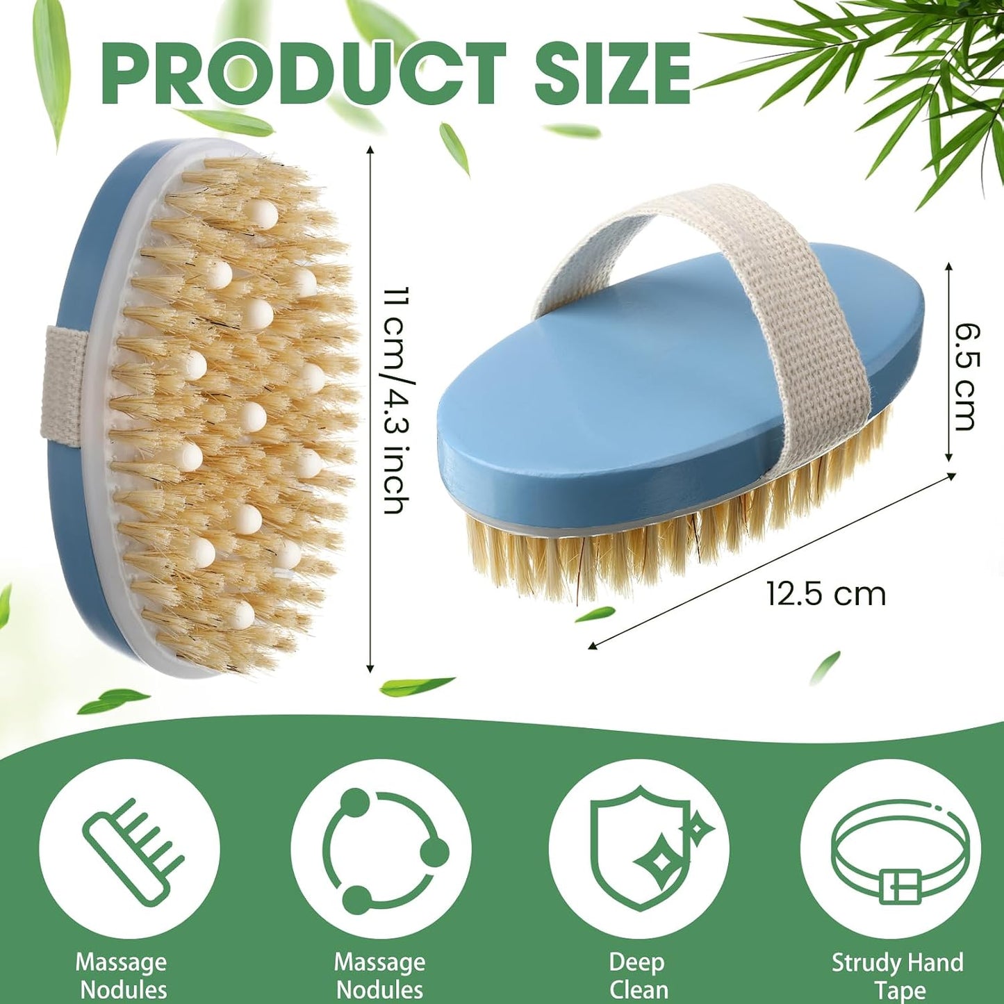 Gejoy 10 Pcs Dry Brushing Body Brush for Lymphatic Drainage Exfoliating Brush with Massage Nodule Dry Skin Body Scrubber Cellulite Shower Circulation Dead Exfoliator (4.92 x 2.56 Inches,Wood Color)