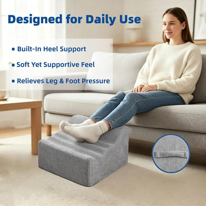 Foot Rest Under Desk, Ergonomic Foot Stool, Comfortable Office Footrest with Curved Design, with Washable Cover for Home and Office, Relieves Leg Pressure (Dark Gray)