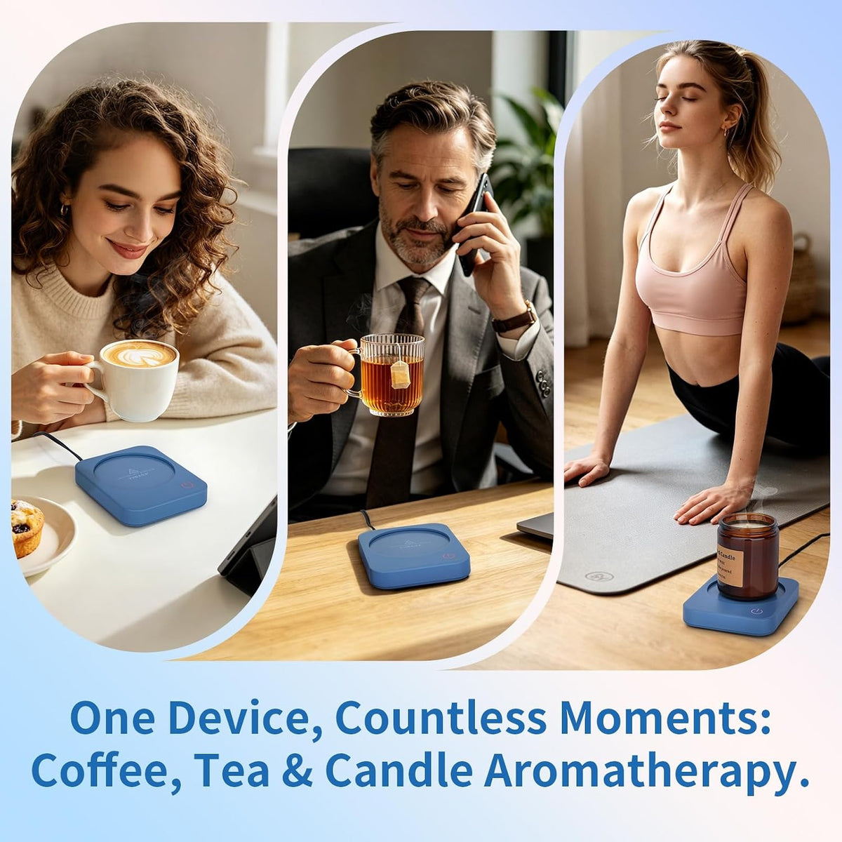 VOBAGA Coffee Mug Warmer for Desk with Auto Shut Off & 3-Temp Settings, Coffee Cup Warmer with Smart Safety Alert Home Office Accessory, Perfect for Coffee, Tea, Milk (Mug for Display)