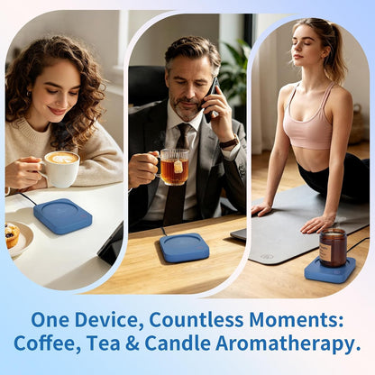 VOBAGA Coffee Mug Warmer for Desk with Auto Shut Off & 3-Temp Settings, Coffee Cup Warmer with Smart Safety Alert Home Office Accessory, Perfect for Coffee, Tea, Milk (Mug for Display)