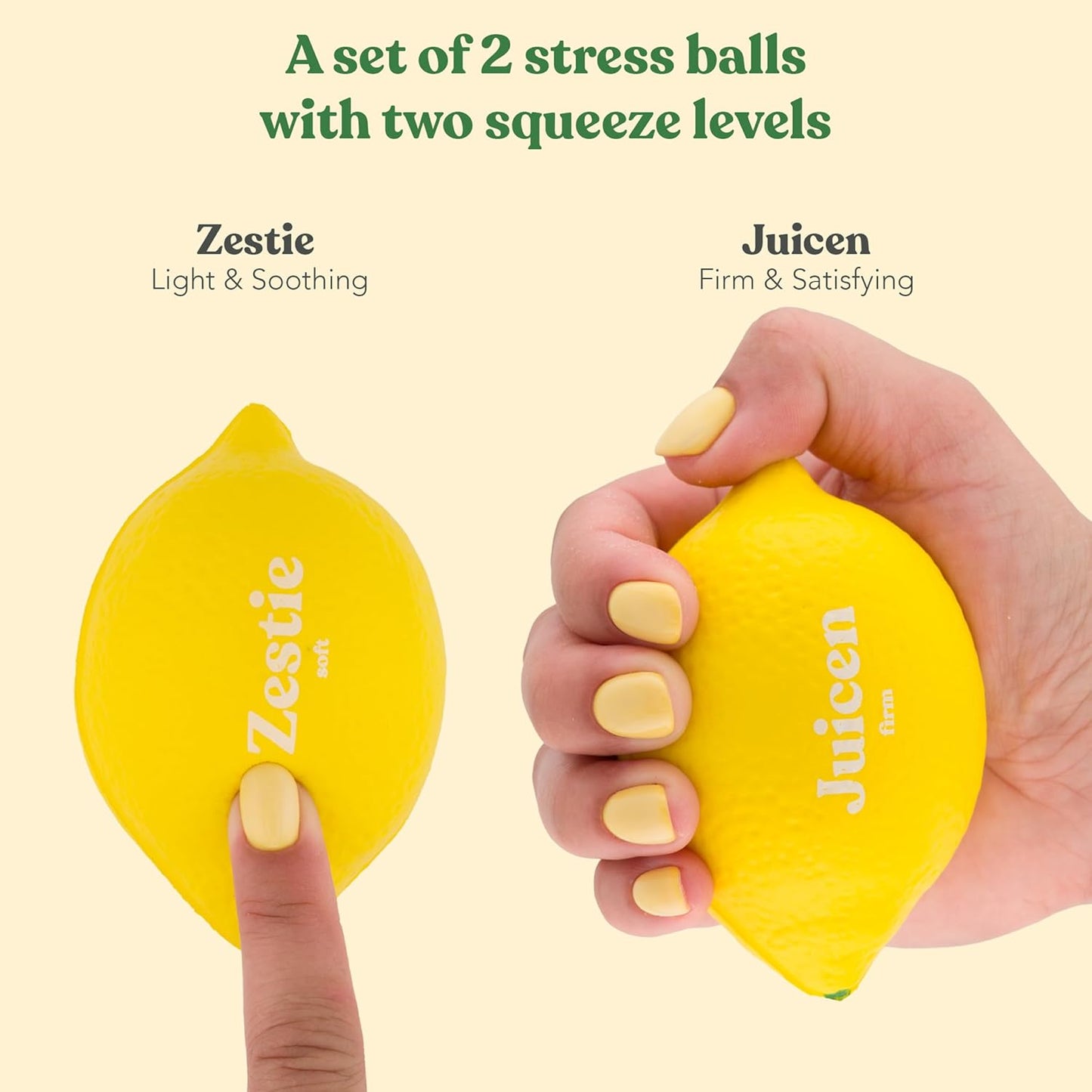 LemonAid – Set of 2 Stress Balls – Soft & Firm Squeeze Levels | Fun Stress Relief Hand Exerciser | Perfect Christmas, Birthday & Appreciation Gifts for Teachers & Employees