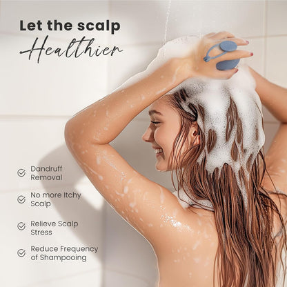 AIMIKE Scalp Massager Shampoo Brush, Soft Silicone Scalp Scrubber, Scalp Brush/Exfoliator for Washing Hair Dandruff, Scalp Massager Hair Growth Stimulator, Wet Dry Scalp Hair Scrubber - Oatmeal