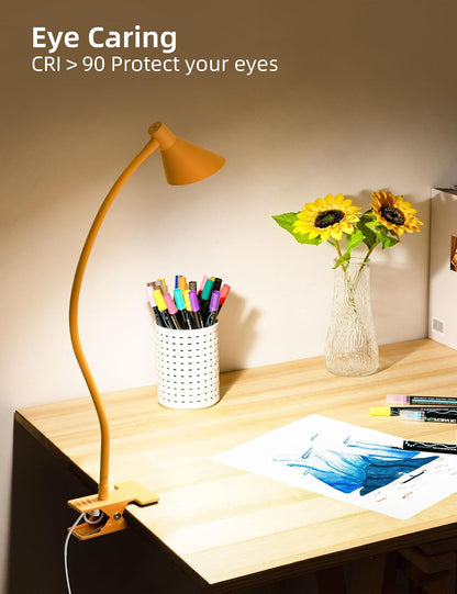 LiFMIRA Clip on Light USB Reading Light Desk Lamp 3 Color Modes Black