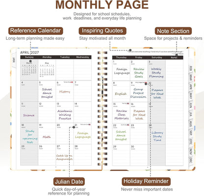Planner 2026-2027, Weekly and Monthly Calendar Planner, JUL 2026 - JUN 2027 - Colors B