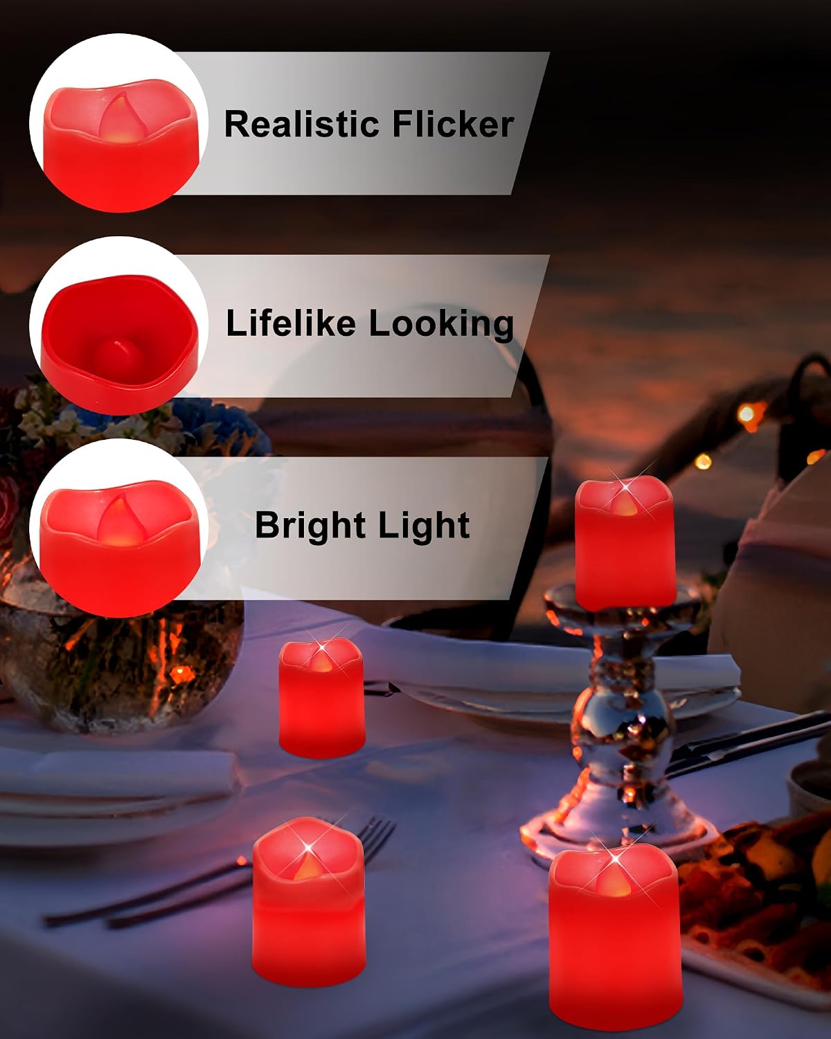 SHYMERY Flameless Votive Candles,Flameless Flickering Electric Fake Candle,24 Pack 200+Hour Battery Operated LED Tea Lights in Warm White for Wedding, Table, Halloween,Christmas Decorations 1.5"X1.7"