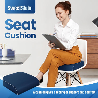 SweetSlubr Seat Cushion for Tailbone Pain Relief, Office Chair Cushion, Chair Pad, Memory Foam Large Cushion with Non-Slip Cover for Soft Support at Office Chair, Car Seat, Airplane, Black/Large