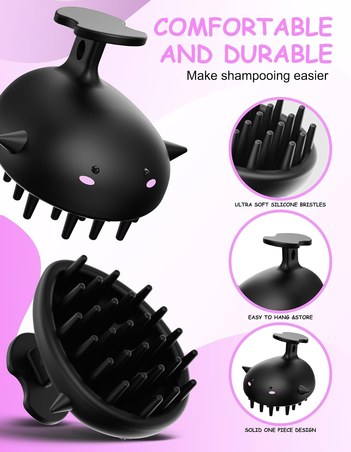 Scalp Massager Hair Growth, Silicone Scalp Scrubber Shower Shampoo Brush | One-Piece Silicone Scalp Exfoliator, Wet & Dry Hair Care, No Seams to Trap Water or Grime, Flakes and Buildup