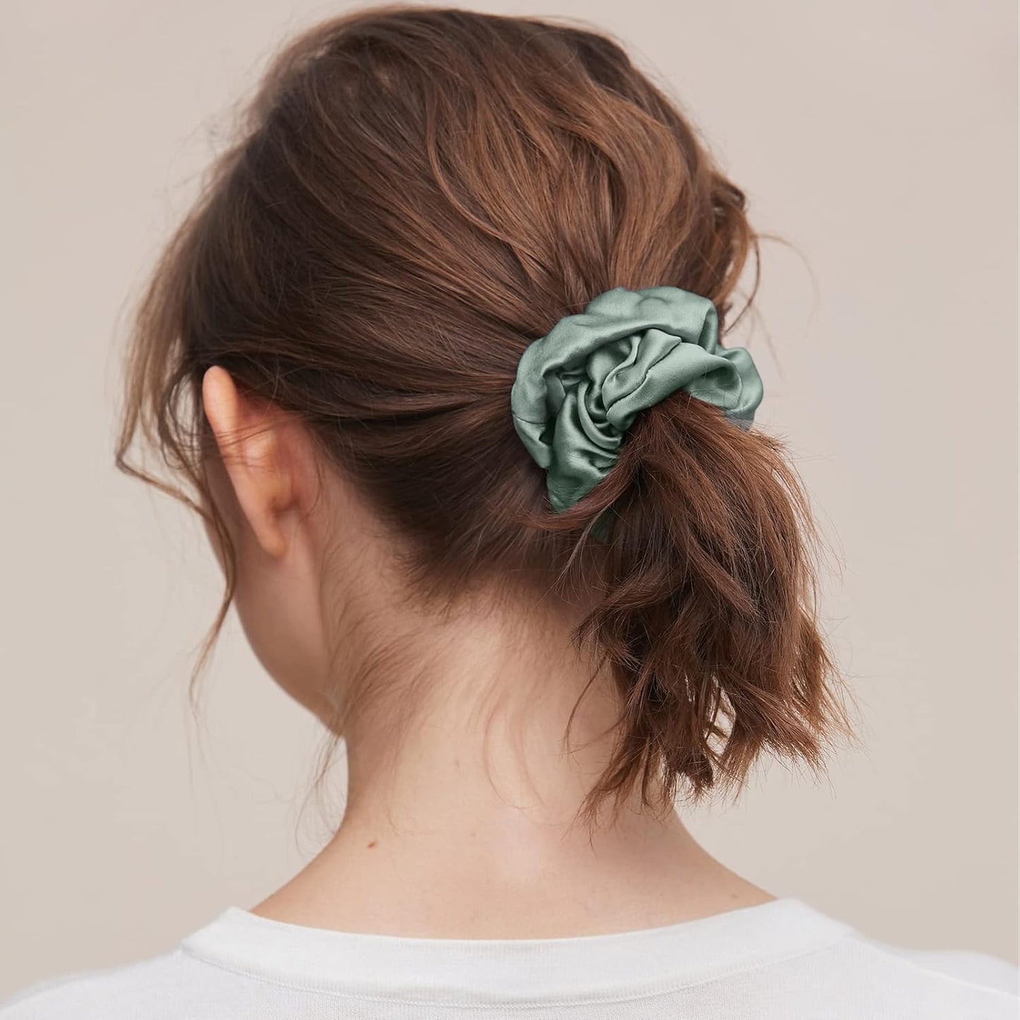 LILYSILK Silk Hair Scrunchies / Ties for Frizz & Breakage Prevention, 100% Mulberry, No Damage, Elastic ponytail Holders, 1Pc, Coffee - Colors B