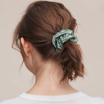LILYSILK Silk Hair Scrunchies / Ties for Frizz & Breakage Prevention, 100% Mulberry, No Damage, Elastic ponytail Holders, 1Pc, Coffee - Colors B