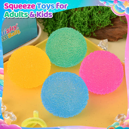 4 Packs Stress Balls for Kids Adult, Stretch and Squeeze Stress Balls for Anxiety Relief, Sensory Squishy Ball for Classroom Prizes Birthday Party Favor Gifts (Squeeze Ball)