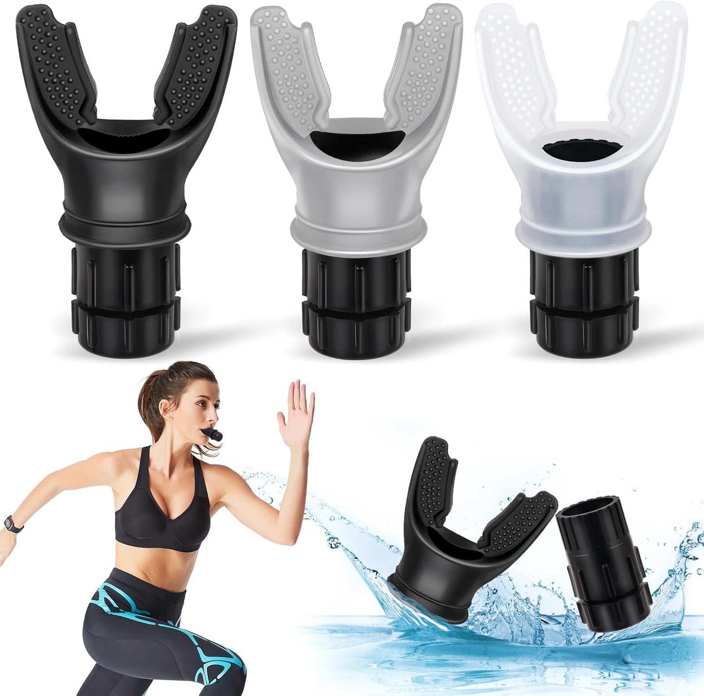 TEAWOO 3 PCS Portable Breathing Trainer with Adjustable Resistance Settings