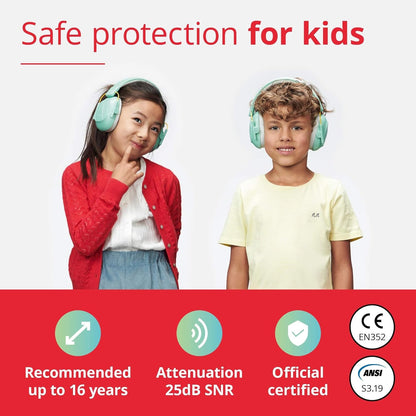 Alpine Muffy Kids - Hearing Protection - CE & ANSI Certified - Adjustable for Ages 3-16 years - Noise Cancelling Headphones - 25dB Sound Reduction Ideal for Protection and Concentration Aid – Black