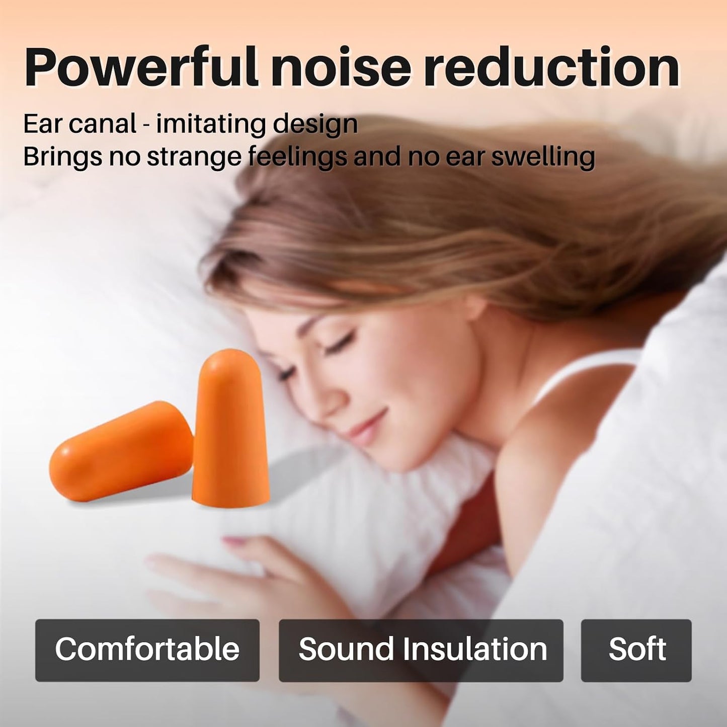 NRR 33dB Foam Ear Plugs with Cord,100 Pairs/Box，for Sleeping | Ultra-soft PU foam, fit ear canals, individually wrapped,earplugs for Construction , traveling, studying. shooting ranges