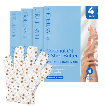 PLANTIFIQUE Korean Foot Mask with Shea Butter 4 Pairs box for Dry & Cracked Feet | Hydrating Socks for Soft Heels | Intense Moisturizing and Repairing Dry Rough Skin | Foot Spa | Happy Feet Mask