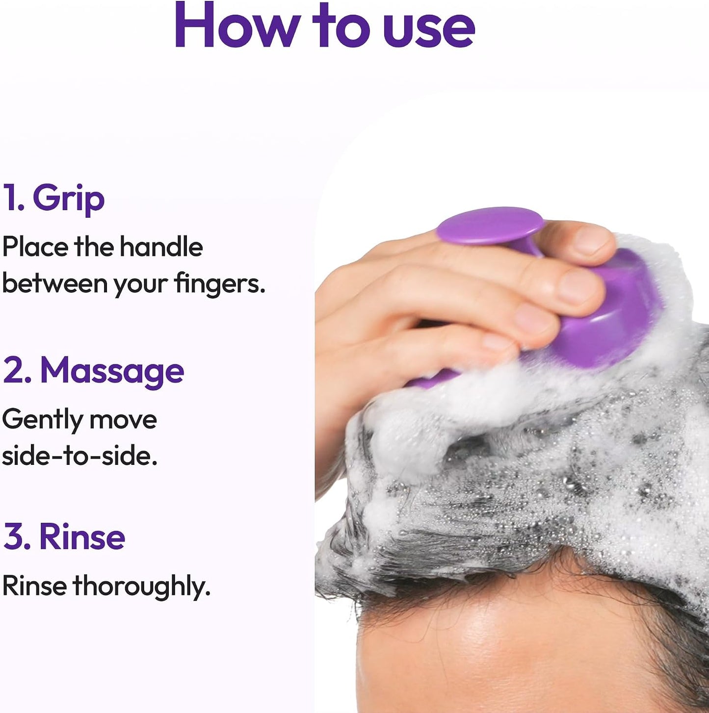 KUNDAL Korean Hair Care Shampoo Brush Hair Massager - Silicone Hair Massager & Scrubber, Deep Cleansing Dandruff Remover & Exfoliating Silicone Massager, Anti-Slip Hair and Scalp Massager