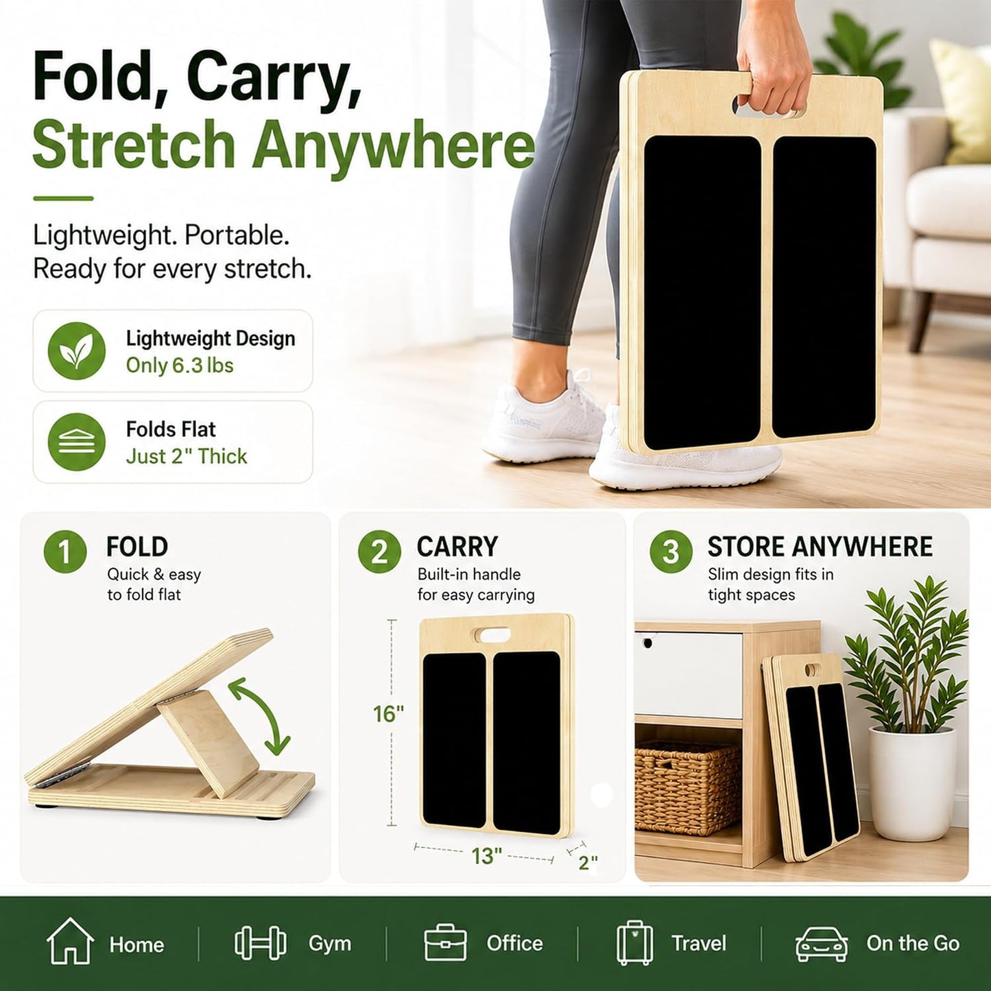 MUCITAGF Professional Slant Board, Adjustable Incline Board and Calf Stretcher, Slant Board for Calf Stretching, Calf Stretch Board