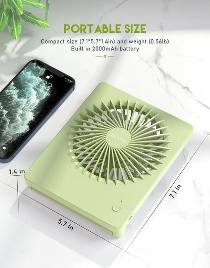 Zuvas Desk Fan Battery Operated Fan Rechargeable 180°Tilt Folding Personal Fan Ultra Quiet Small Portable 3 Speed Adjustable Strong Wind Fan For Office Bedroom Home Desktop Camping (White)