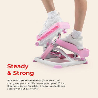 Sunny Health & Fitness Mini Steppers with Digital Monitor and Resistance Bands, Compact Low-Impact Cardio Machines for Home Workouts