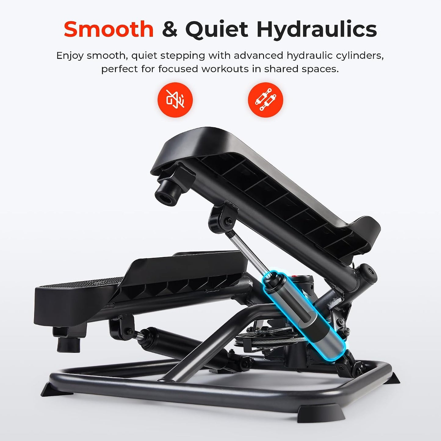 Sunny Health & Fitness Twist Steppers with Resistance Bands, Compact Mini Stair Step Machines for Low-Impact Home Cardio Workouts
