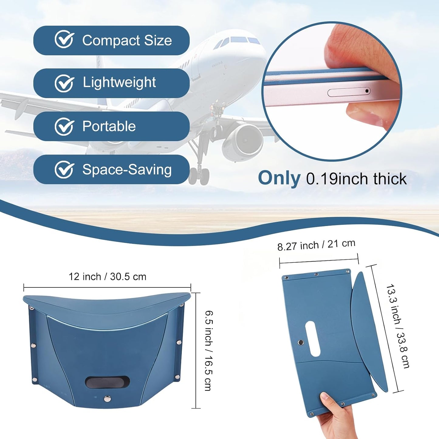 2pcs Portable Airplane Foot Rest for Air Travel Under Desk & Outdoor Stool