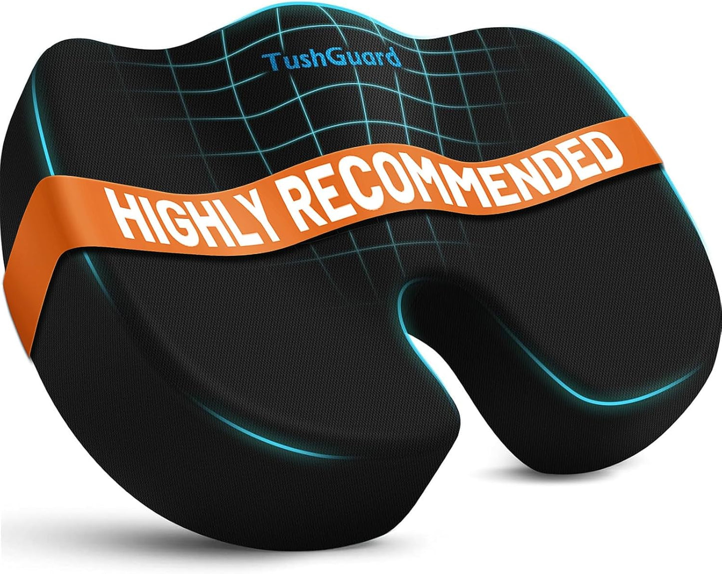 TushGuard Seat Cushion for Office Chair Memory Foam Non-Slip Cushion Back, Relief Chair Pad, Butt Pillow for Office Chair, Car, Computer Desk, Black