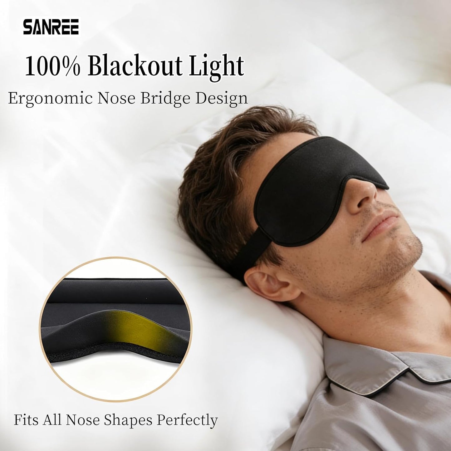 Sleep Mask for Side Sleeper Women Men,Blackout Eye Masks for Sleep,3D Contoured Sleeping Mask,Breathable Adjustable Eye Cover Blindfold with lash Extensions for Trave,Nap,Night Work,Black