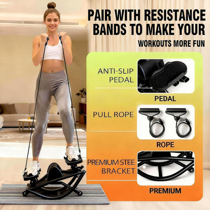 Rock Stepper, Side to Side Rocking Stepper Exercise Machine for Balance at Home, Low-Impact Lateral Stair Stepper with Resistance Bands & Digital Counter, 250 LBS Weight Capacity