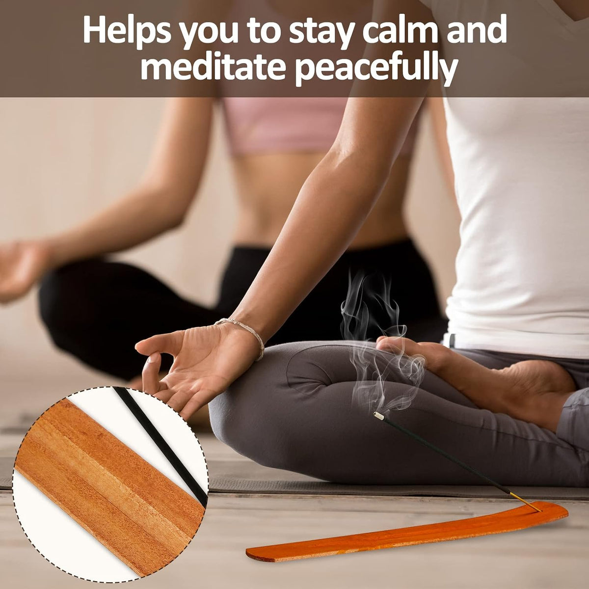 12 Pieces Wood Incense Holder Ash Catcher Burner Yoga Meditation