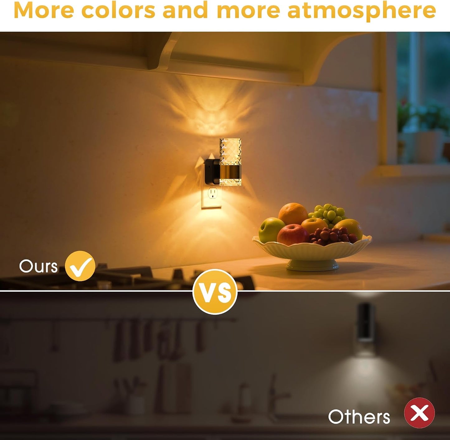 L LOHAS LED Night Lights Plug into wall, Amber Night Light with Adjustable Brightness, Plug in NightLight with Auto Light Sensor, Wall Sconce-Style Design Night Light for Bathroom,Hallway, 2 Pack