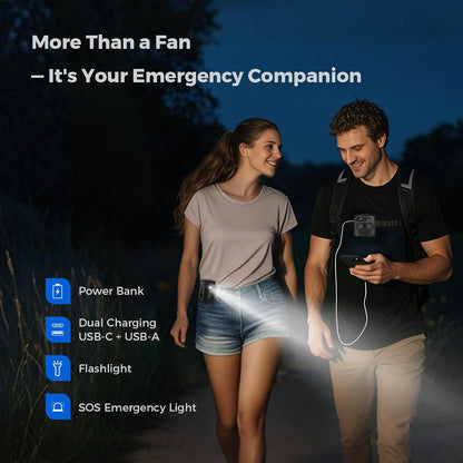 SEAINGO Portable Waist Fan Rechargeable – 10000mAh, 42 ft/s Max, 5 Speeds 16000RPM, Personal Cooling Wearable Clip Body Belt Shirt Fans, Hanging Neck Fan with Light