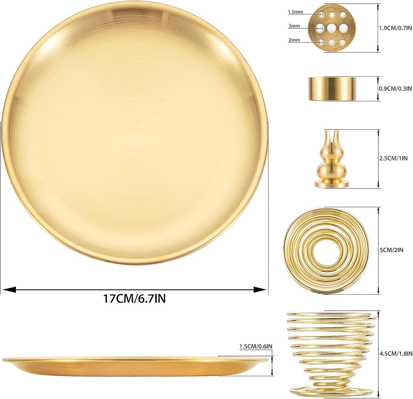 3 in 1 Brass Gourd Incense Burner Sticks Cones Coils Ash Catcher Home Decor | OSOPOLA 3 In 1 Brass Gourd Burner 5.5" Sticks Cones Coils Ash Catcher Meditation Home ZX11S