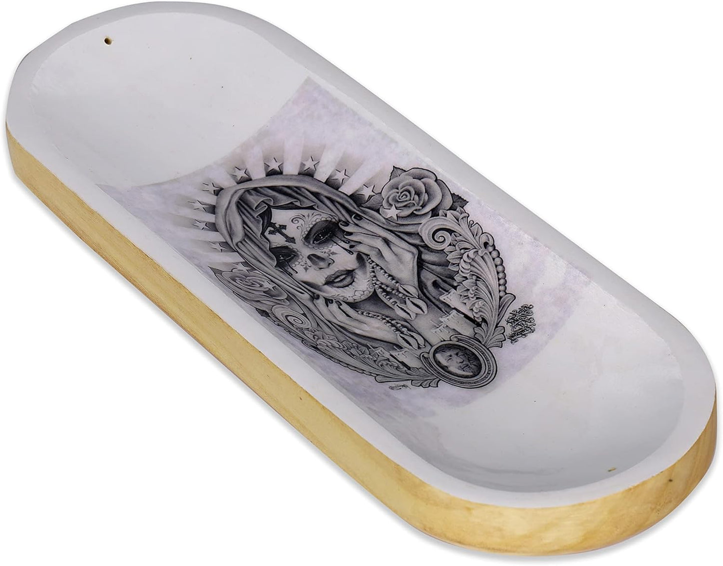 Bless-International Traditional-Handmade-Tray-Burner Wooden-Trat-Incense-Stick-Holder Ash-Catcher-Stand for-Aromatherapy-Meditation-Yoga 11x4x1.22 Inches (Wooden Tray)