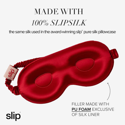 slip Contour Sleep Mask | 100% Pure Mulberry Silk, Ultra Soft | Contoured Design, Prevents Eye Pressure | Adjustable Strap, Ideal for Travel - Black