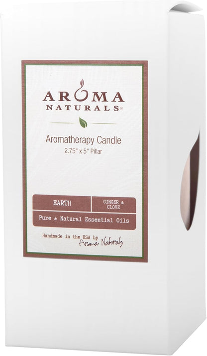 Aroma Naturals Essential Oil Orange and Lemongrass Scented Pillar Candle, Ambiance, 2.5 inch x 4 inch, Yellow