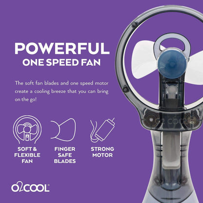 O2COOL Deluxe Handheld Misting Fan Battery Powered Green