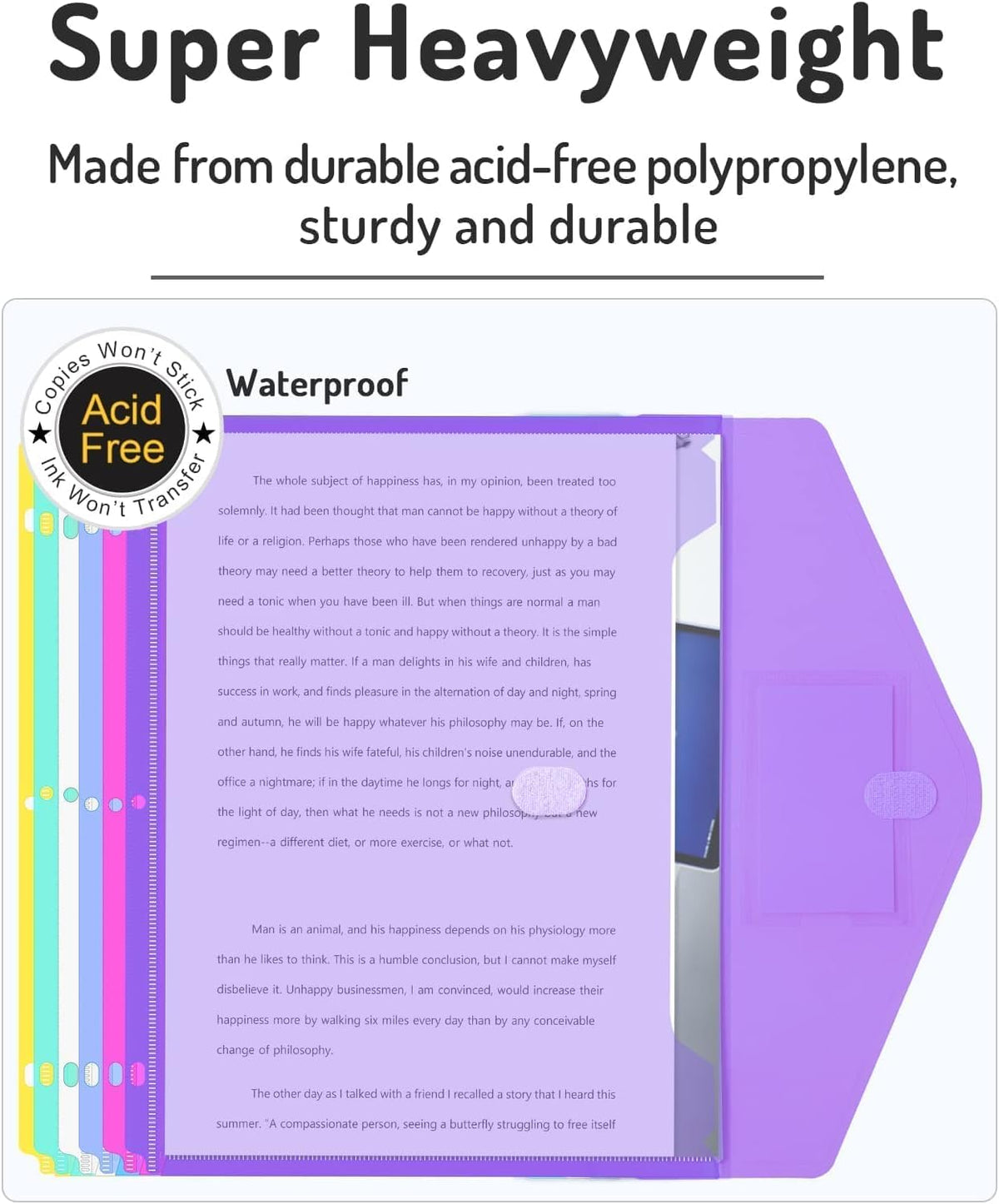 Forvencer Binder Pocket, Super Heavyweight Plastic Binder Folders
