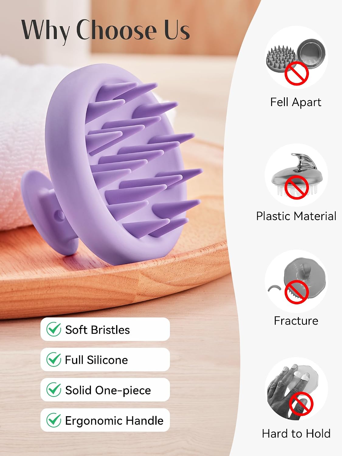 HEETA Scalp Massager Hair Growth, Scalp Scrubber with Soft Bristles, Integrated Silicone Design, Exfoliator for Dandruff Removal & Relaxation, Shampoo Brush Fit Wet Dry Hair Use, Black