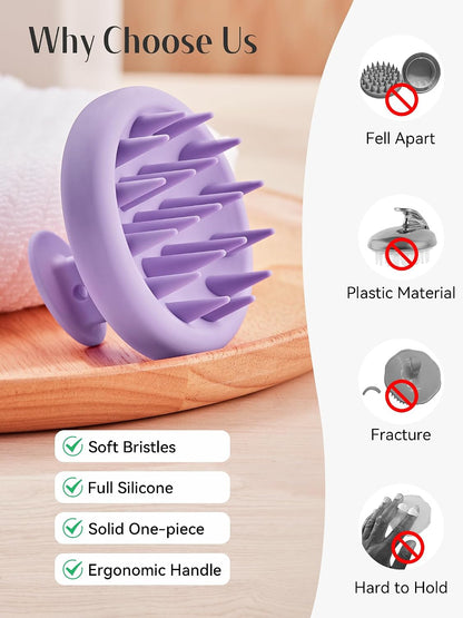 HEETA Scalp Massager Hair Growth, Scalp Scrubber with Soft Bristles, Integrated Silicone Design, Exfoliator for Dandruff Removal & Relaxation, Shampoo Brush Fit Wet Dry Hair Use, Black