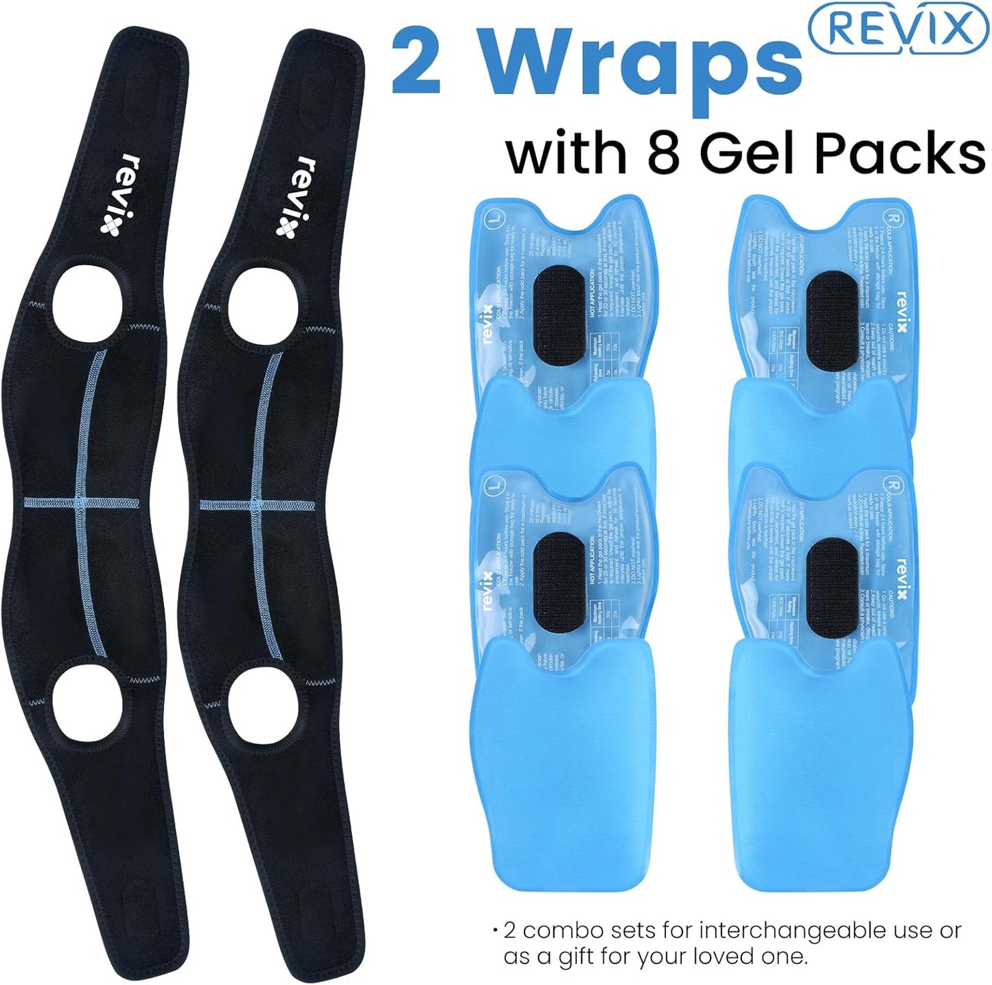 REVIX Wisdom Teeth Ice Pack Head Wrap with 3D Sewing Jaw Ice Pack for Face Oral Surgery Pain Relief for TMJ, Tooth Extraction & Teeth Removed, Extra Snug Fit with 4 Hot Cold Gel Packs Reusable, Black