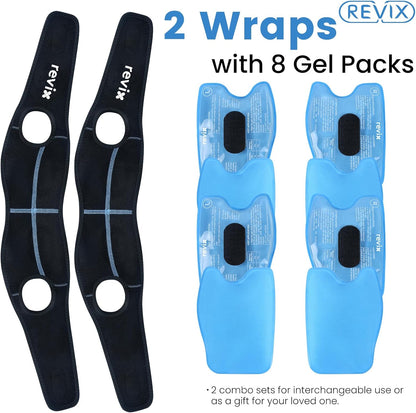 REVIX Wisdom Teeth Ice Pack Head Wrap with 3D Sewing Jaw Ice Pack for Face Oral Surgery Pain Relief for TMJ, Tooth Extraction & Teeth Removed, Extra Snug Fit with 4 Hot Cold Gel Packs Reusable, Black