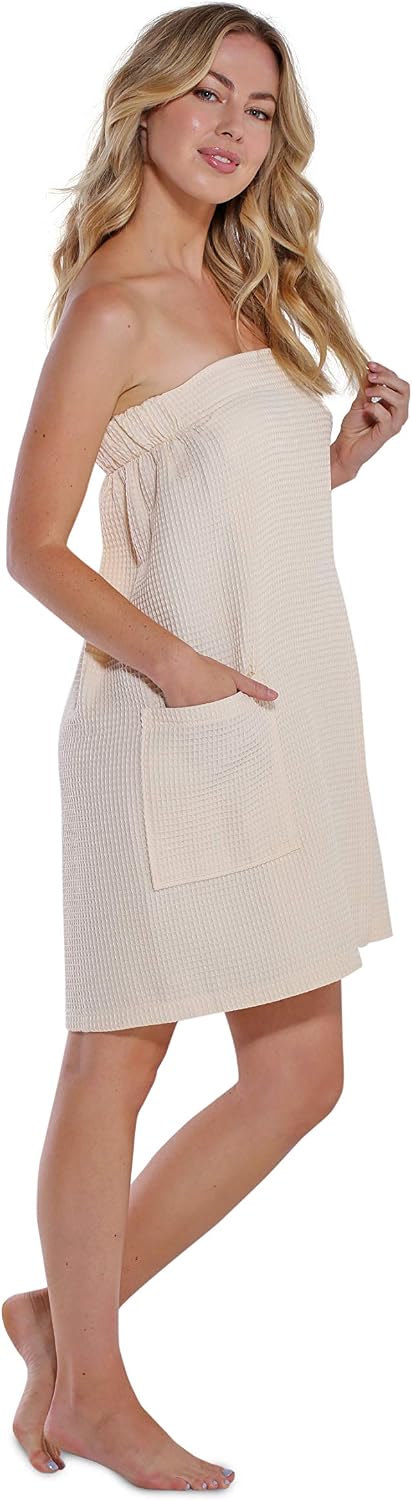 Turquaz Lightweight Knee Length Waffle Robes For Women Spa Bath Waffle