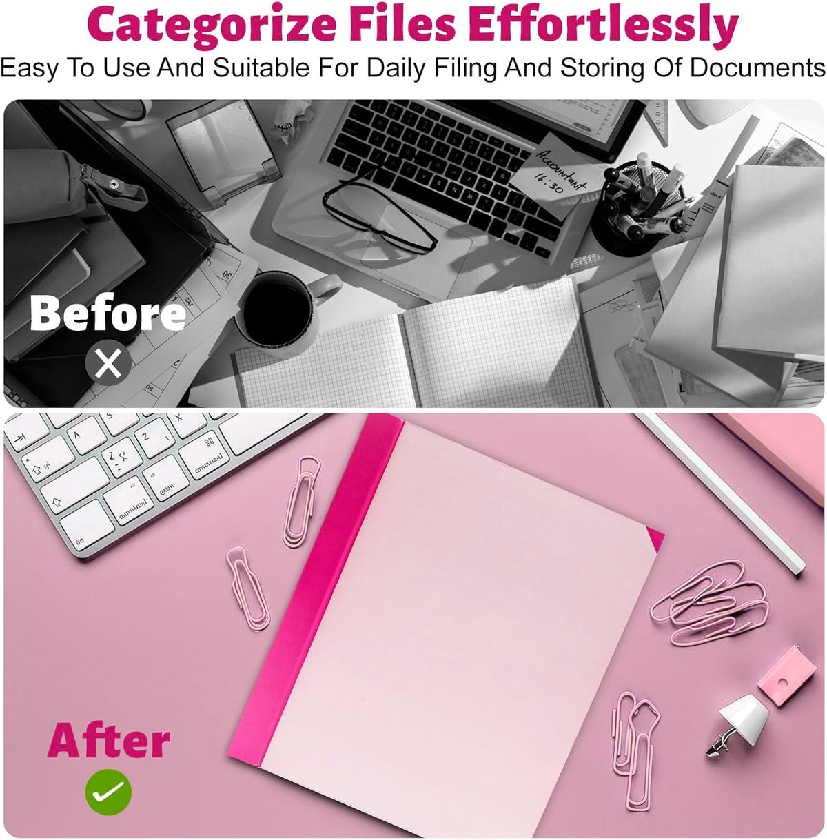 Document Organizer,File Organizer for Paper,Important Documents for Office and School,in Case I Go Missing Binder(Pink,2In Thick)