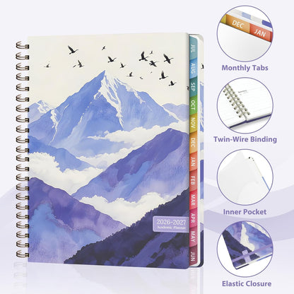 Planner 2026-2027, Weekly and Monthly Calendar Planner, JUL 2026 - JUN 2027 | Academic Year, Daily Agenda Book, A5(6.3'' x 8.5''), Sprial Bound, Inner Pocket, Office School Use
