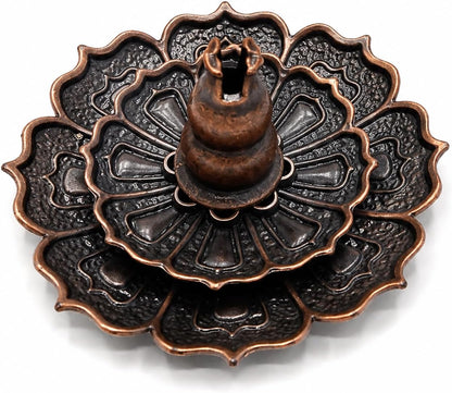 Incense Holder for Sticks, 3-in-1 Lotus and Gourd Incense Burner with Detachable Ash Catcher, Spiritual Japanese Decor for Yoga and Meditation