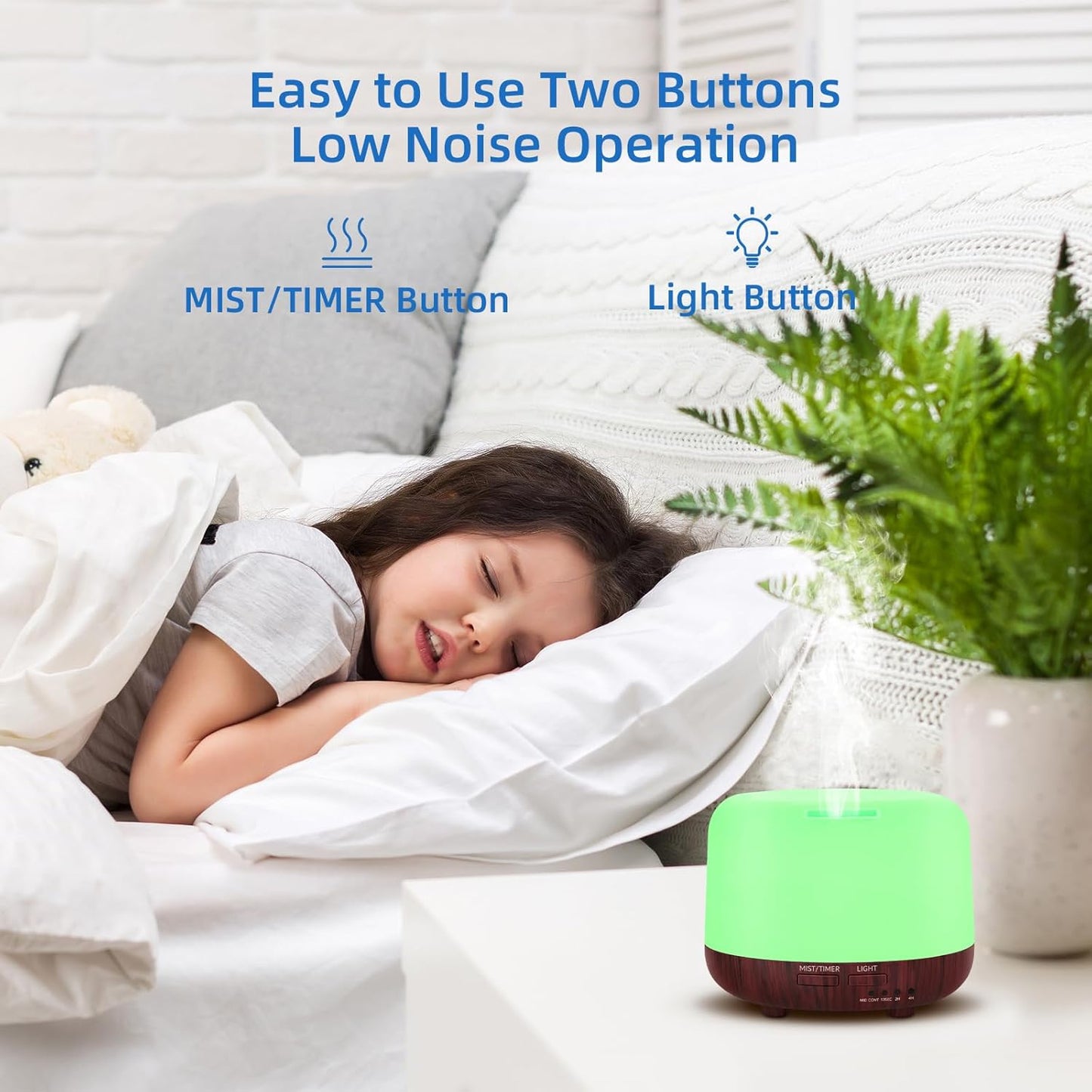 SPLITSKY Aromatherapy Essential Oil Home Diffuser with Remote Control, 300ML Large Room Cool Mist Air Humidifier, 8 Hours Quiet Operation, Timer, 7 Colors LED Night Night，Suitable Home,Yoga.