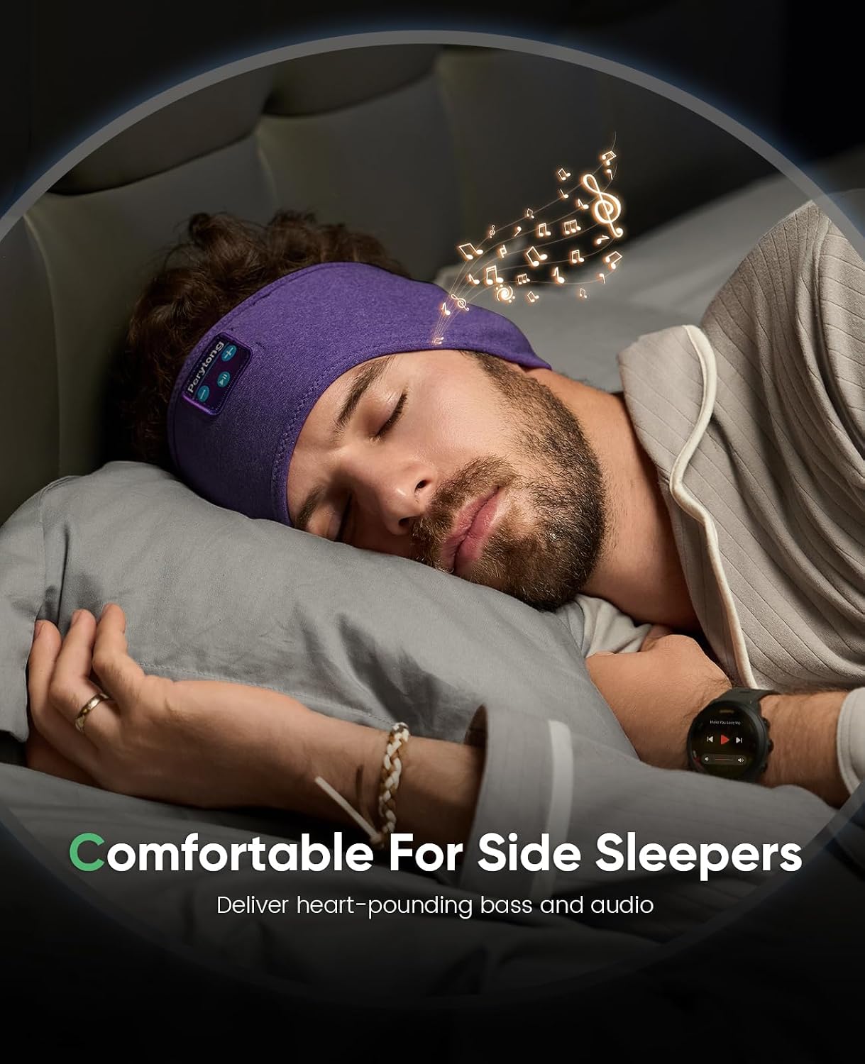 Perytong Sleep Headphones Wireless, Bluetooth Sports Headband Headphones with Ultra-Thin HD Stereo Speakers Perfect for Sleeping,Workout,Jogging,Yoga,Insomnia, Air Travel, Meditation (Grey)