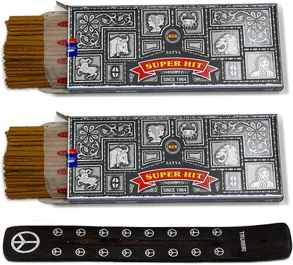 TRUMIRI Incense Stick Holder Bundle with Satya Sai Baba Nagchampa 250g Bulk Incense Sticks Nag Champa Agarbatti - Pack of 1 (Approx 250 Insence-Sticks)