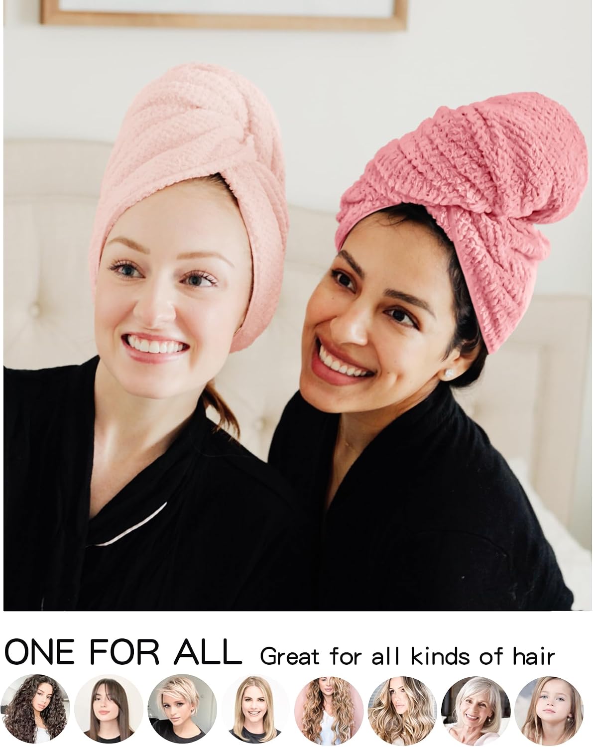ROLSHOL 2 Packs Large Microfiber Hair Towels for Women, Super Absorbent & Quick Dry Hair Towel Wrap for Curly Hair Long & Short Hair- Anti-Frizz Hair Turbans for Wet Hair - 27.5''*39.4''