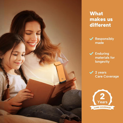 86lux Book Light, Rechargeable Reading Lights for Books in Bed, Ultralight Clip-on LED Bookmark Lamp with 3 Amber Colors & Stepless Dimming for Night Reading for Book Lovers, Papaya Orange