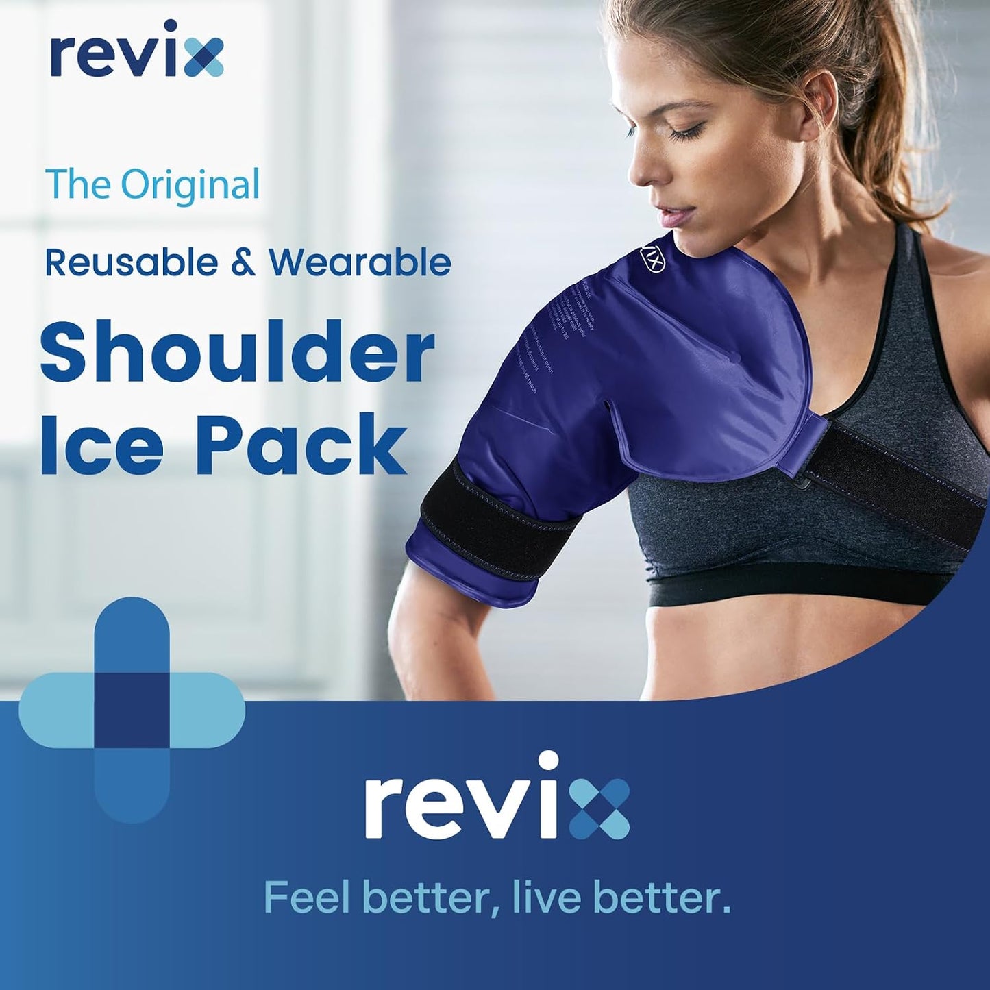 REVIX Shoulder Ice Pack for Rotator Cuff Cold Therapy, Arm Gel Ice Pack for Injuries Reusable, Flexible Cold Compression Wrap for Post-Workout Recovery, Fatigue and Shoulder Discomfort, Blue